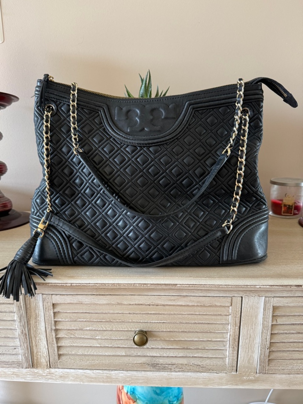 Tory Burch Fleming Tote with Chain-Strap and Tassel
